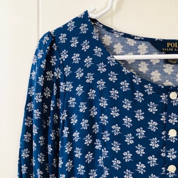 Polo Ralph Lauren Blue Floral Baby Doll Dress with Pockets - Picture 3 of 13